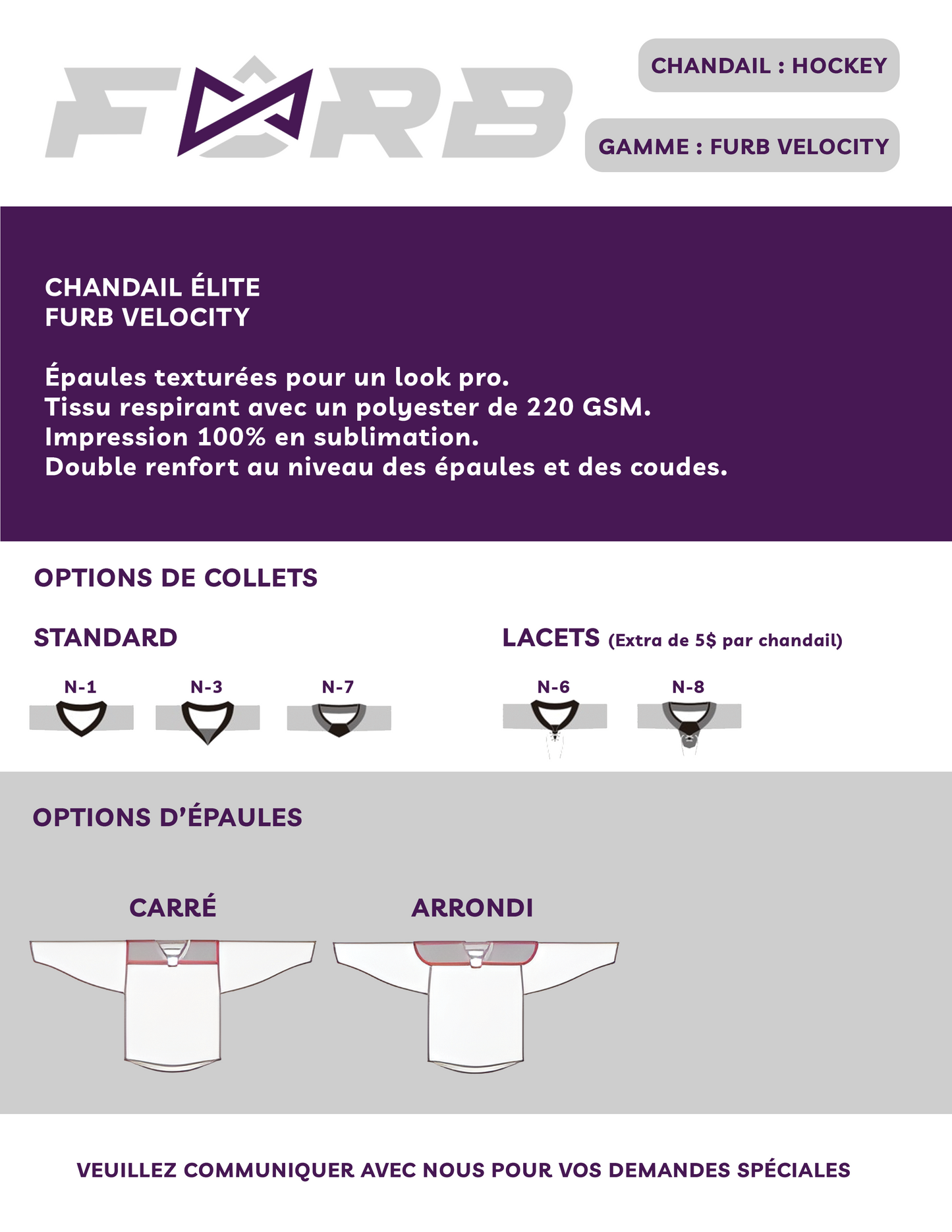 CHANDAIL DE HOCKEY PERSONNALISÉ - FURB VELOCITY